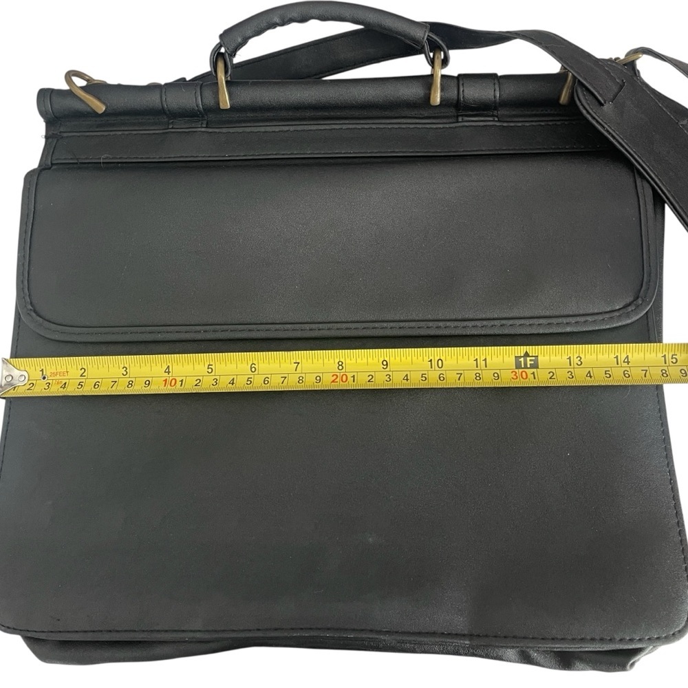 Messenger Bag Men’s Black Leather Crossbody Adjustable Shoulder Computer Bag - Picture 8 of 8